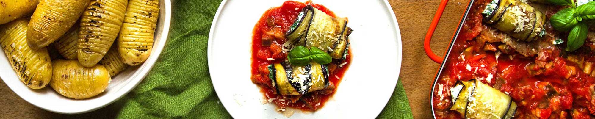 Auberginenrouladen mit Spinat-Ricotta-Füllung