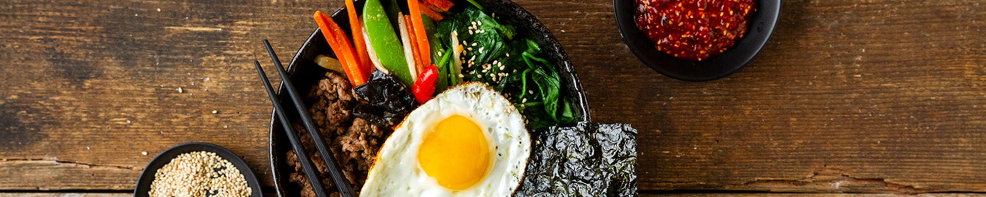 Bibimbap mit Gemüsemix Asia und Hackfleisch