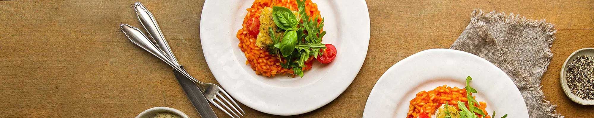 Schlemmerfilet auf Rucola-Bett mit Tomatenrisotto